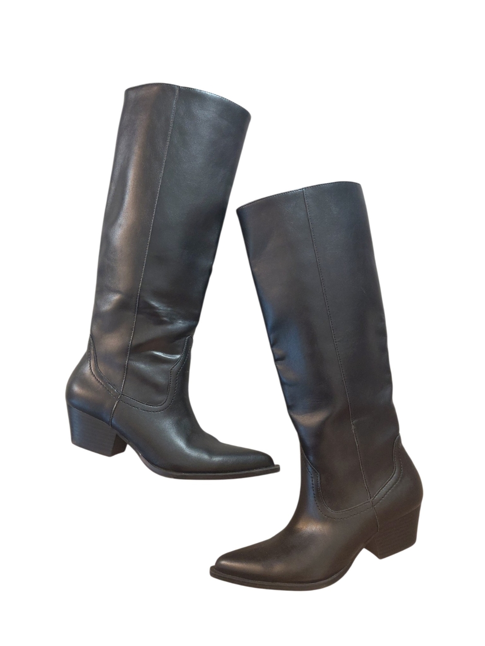 Zara Tall Western Boots Size 6.5 Black Knee-High Cowgirl Boots